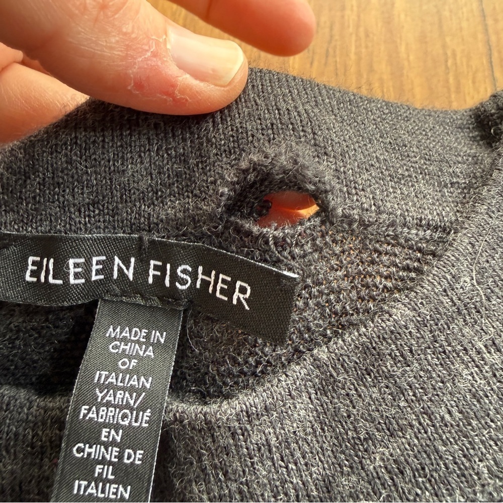 Eileen Fisher 100% Fine Merino Wool Boxy Sweater Dark Gray XXS - Picture 4 of 6